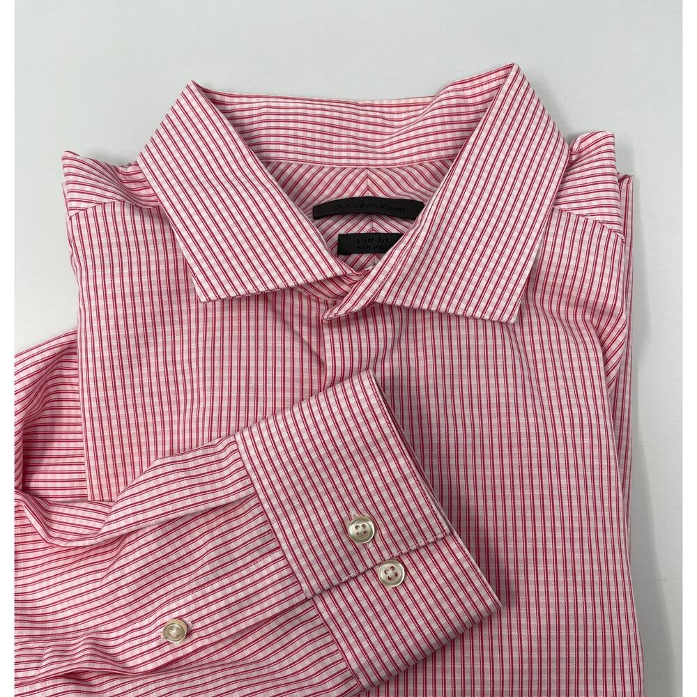 ck Calvin Klein Slim Fit Non-Iron Size Tall 171/2, 36/37 Pre-Owned
